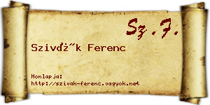 Szivák Ferenc névjegykártya