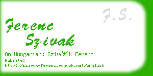 ferenc szivak business card